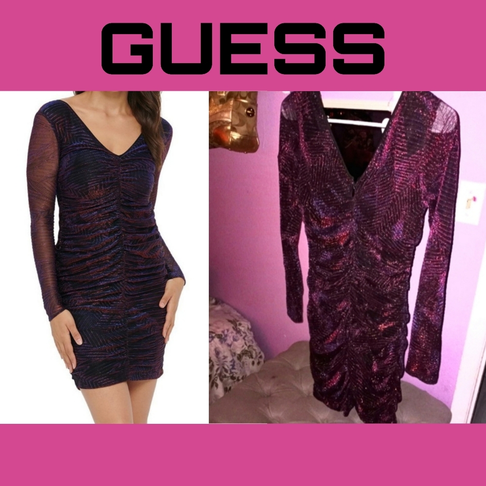 Guess ruched red dress size 6